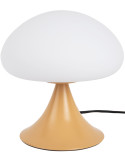 Lampe champignon verre blanc et métal jaune ocre Ø20x21 cm Hongo