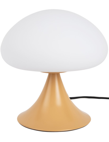 Lampe champignon verre blanc et métal jaune ocre Ø20x21...