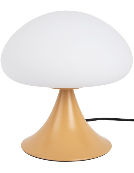 Lampe champignon verre blanc et métal jaune ocre Ø20x21 cm Hongo