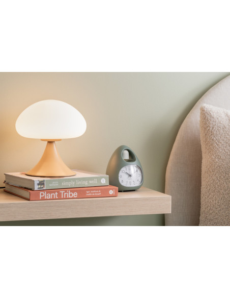Lampe champignon verre blanc et métal jaune ocre Ø20x21 cm Hongo