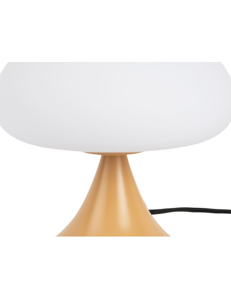 Lampe champignon verre blanc et métal jaune ocre Ø20x21 cm Hongo