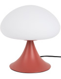 Lampe champignon verre blanc métal ocre rouge Hongo
