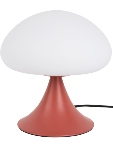 Lampe champignon verre blanc métal ocre rouge Hongo