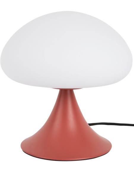 Lampe champignon verre blanc métal ocre rouge Hongo