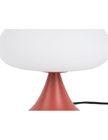 Lampe champignon verre blanc métal ocre rouge Hongo