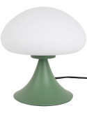 Lampe champignon verre blanc métal vert jungle Hongo