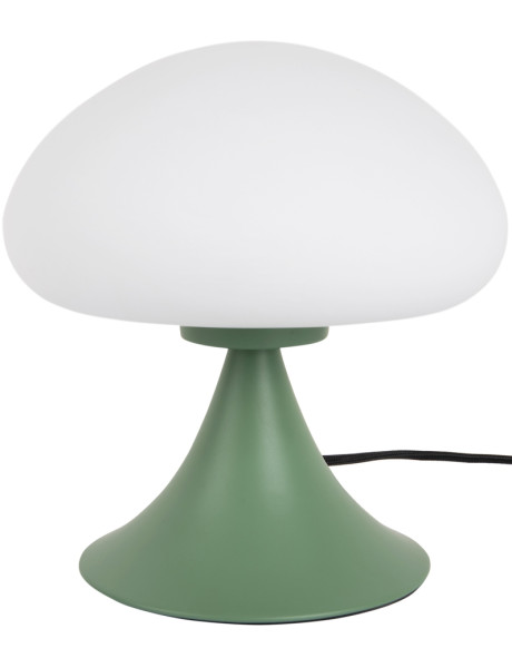 Lampe champignon verre blanc métal vert jungle Hongo
