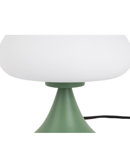 Lampe champignon verre blanc métal vert jungle Hongo