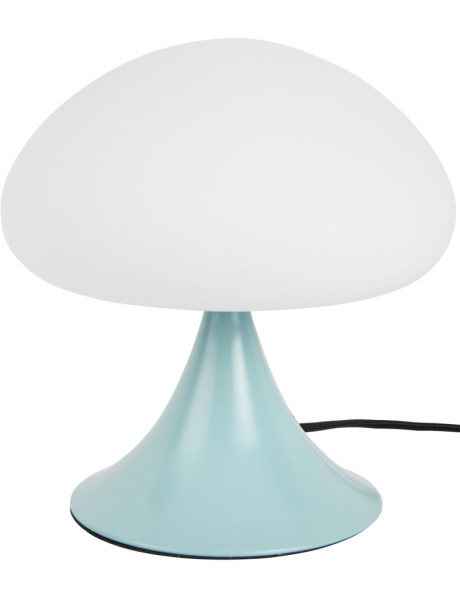 Lampe champignon verre blanc métal bleu brumeux Hongo