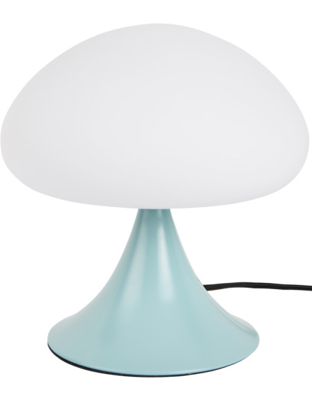 Lampe champignon verre blanc métal bleu brumeux Hongo