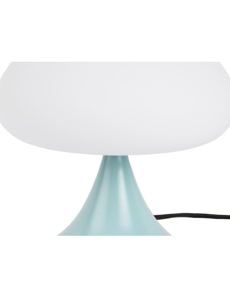 Lampe champignon verre blanc métal bleu brumeux Hongo