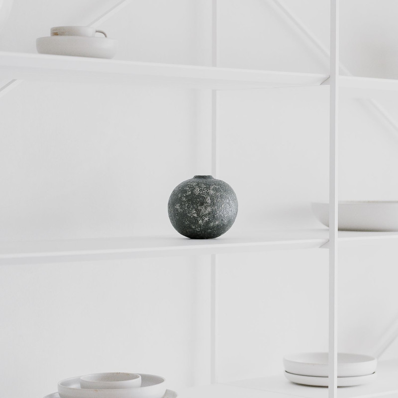 Vase boule céramique vert 14,5x13 cm...