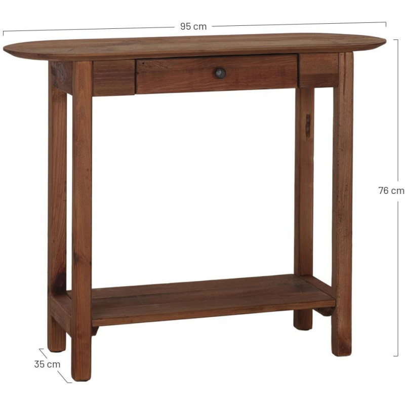 Console d’entrée pin recyclé bois naturel 95x35x76 cm Uchiko  - 5