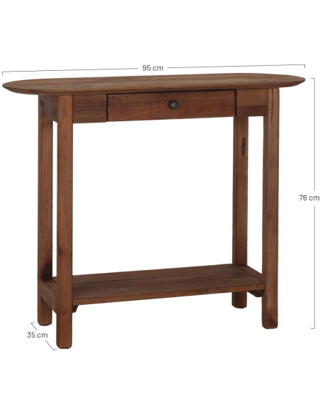 Console d’entrée pin recyclé bois naturel 95x35x76 cm Uchiko  - 5