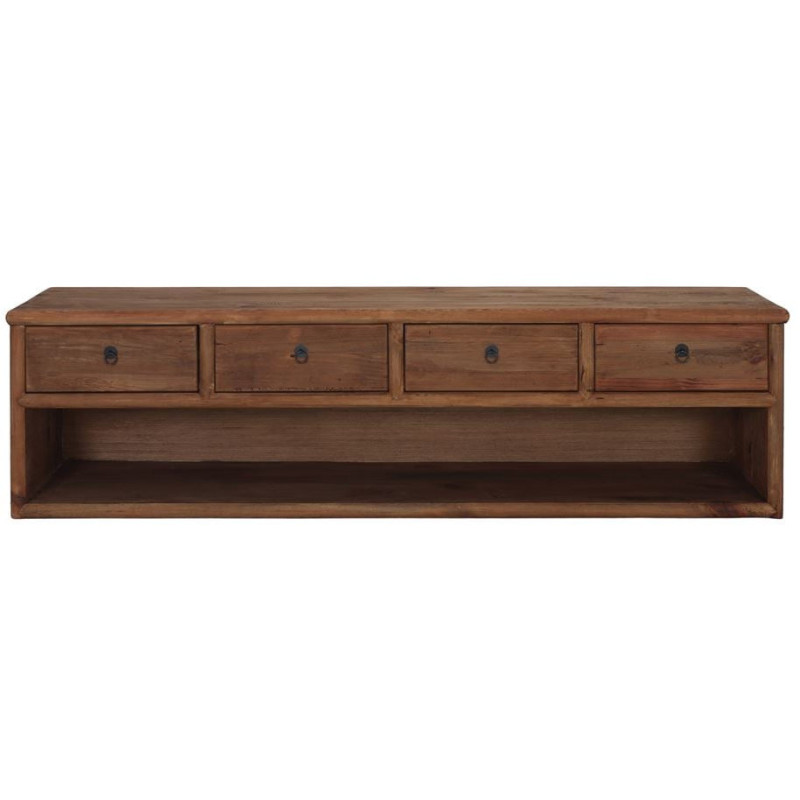 Meuble TV bois recyclé brun naturel 4 tiroirs 200x45x55 cm Tsuwano  - 2