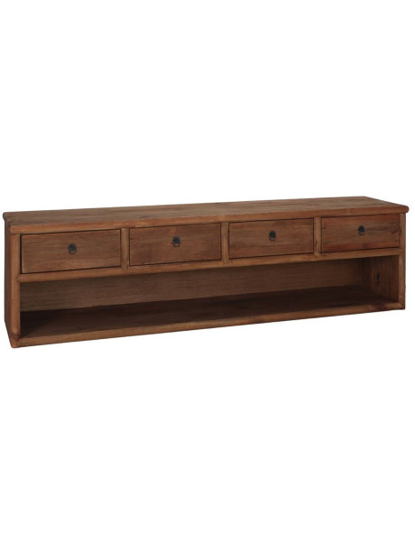 Meuble TV bois recyclé brun naturel 4 tiroirs 200x45x55 cm Tsuwano  - 1
