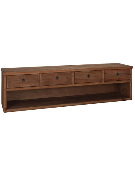 Meuble TV bois recyclé brun naturel 4 tiroirs 200x45x55 cm Tsuwano  - 1
