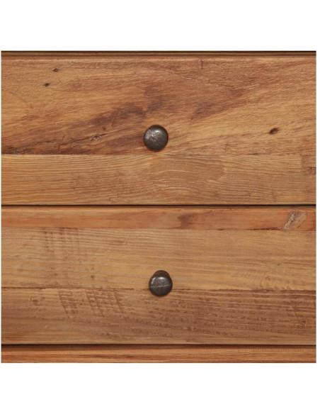 Buffet bois recyclé brun naturel 4 tiroirs 112x40x90 cm Anento  - 5