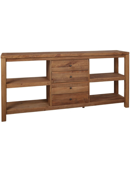 Buffet bois recyclé brun naturel 4 tiroirs 112x40x90 cm Anento  - 1