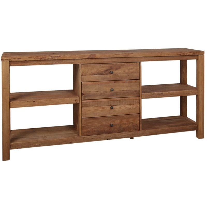 Buffet bois recyclé brun naturel 4 tiroirs 112x40x90 cm Anento  - 1