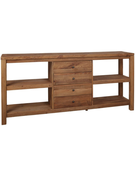 Buffet bois recyclé brun naturel 4 tiroirs 112x40x90 cm Anento  - 1