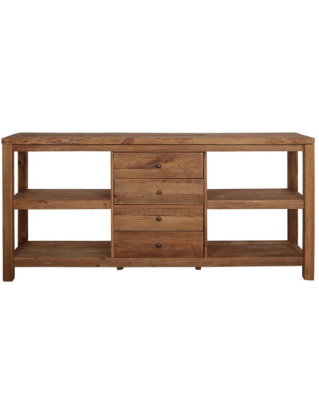 Buffet bois recyclé brun naturel 4 tiroirs 112x40x90 cm Anento  - 3