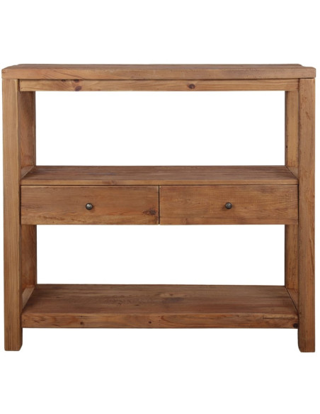 Buffet haut bois recyclé naturel 2 tiroirs 120x40x111 cm Miravet  - 3