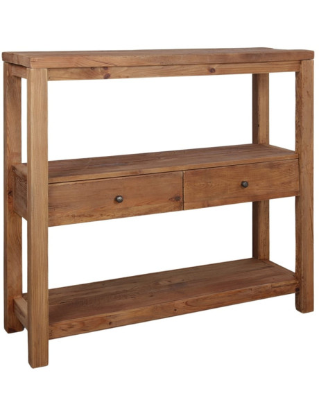 Buffet haut bois recyclé naturel 2 tiroirs 120x40x111 cm Miravet  - 1