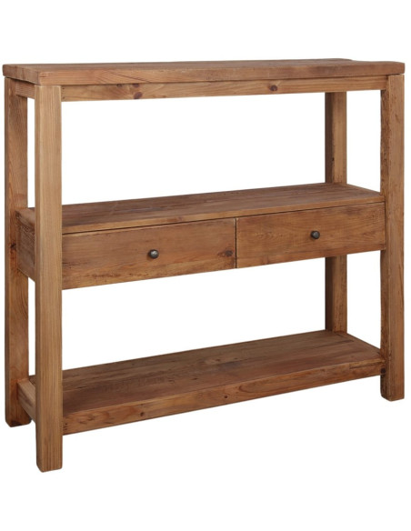 Buffet haut bois recyclé naturel 2 tiroirs 120x40x111 cm Miravet  - 1