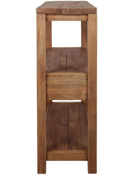 Buffet haut bois recyclé naturel 2 tiroirs 120x40x111 cm Miravet  - 4