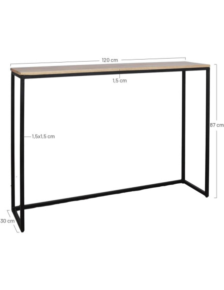 Console d’entrée bois de manguier et métal noir 120x30x87 cm Pontedera  - 5