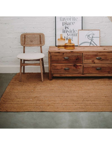 Meuble TV pin recyclé brun naturel 6 tiroirs 180x45x55 cm Guastalla  - 9
