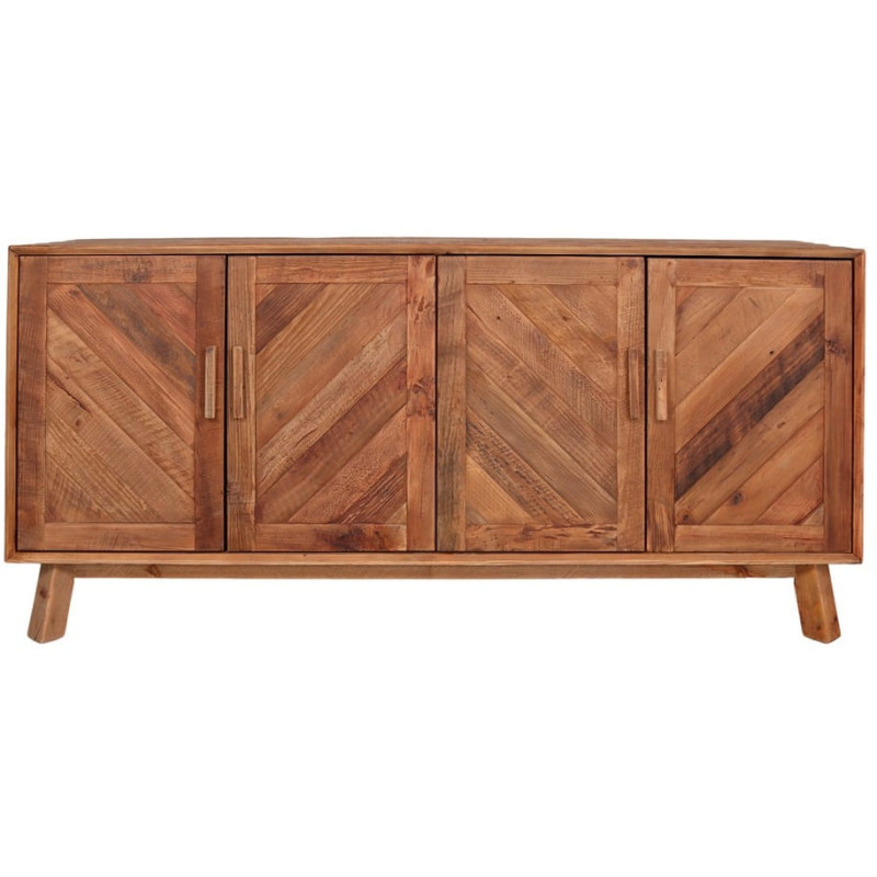 Buffet bois recyclé 4 portes chevrons 180x48x85 cm Dozza  - 3
