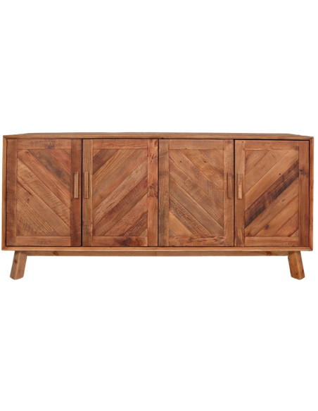 Buffet bois recyclé 4 portes chevrons 180x48x85 cm Dozza  - 3