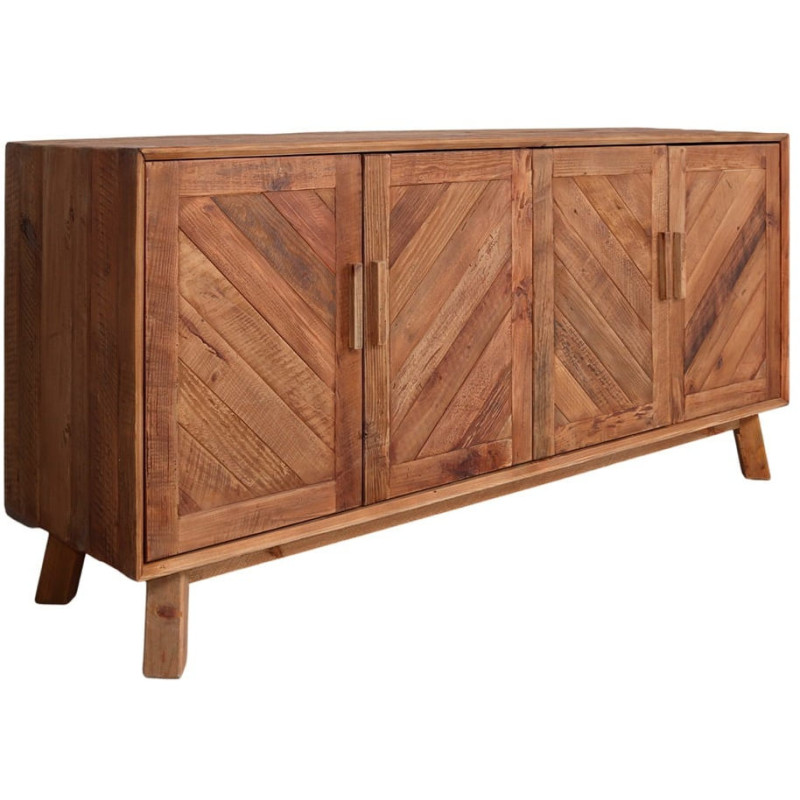 Buffet bois recyclé 4 portes chevrons 180x48x85 cm Dozza  - 1