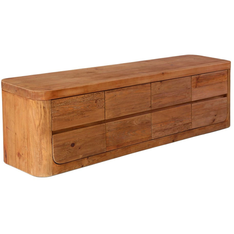 Meuble TV bois recyclé brun naturel 6 tiroirs 200x45x55 cm Corinaldo  - 3