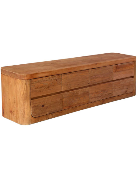 Meuble TV bois recyclé brun naturel 6 tiroirs 200x45x55 cm Corinaldo  - 3