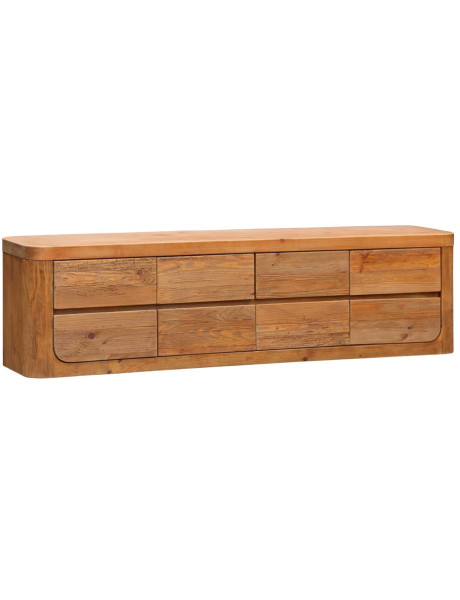 Meuble TV bois recyclé brun naturel 6 tiroirs 200x45x55 cm Corinaldo  - 1