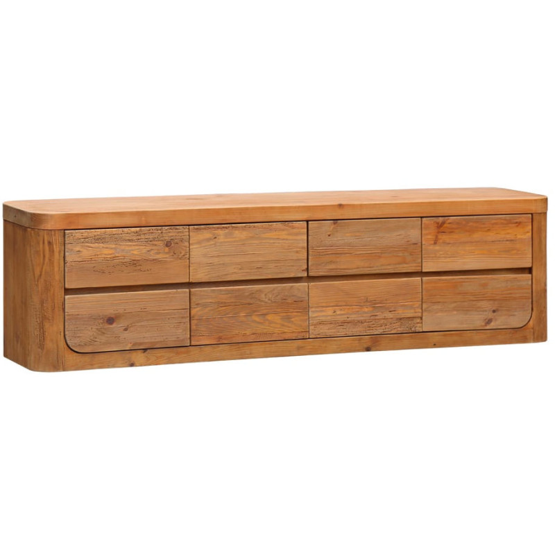 Meuble TV bois recyclé brun naturel 6 tiroirs 200x45x55 cm Corinaldo  - 1