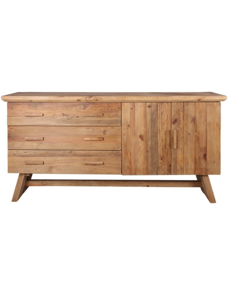 Buffet bois recyclé naturel 3 tiroirs 2 portes 130x46x90 cm Fosdinovo  - 3