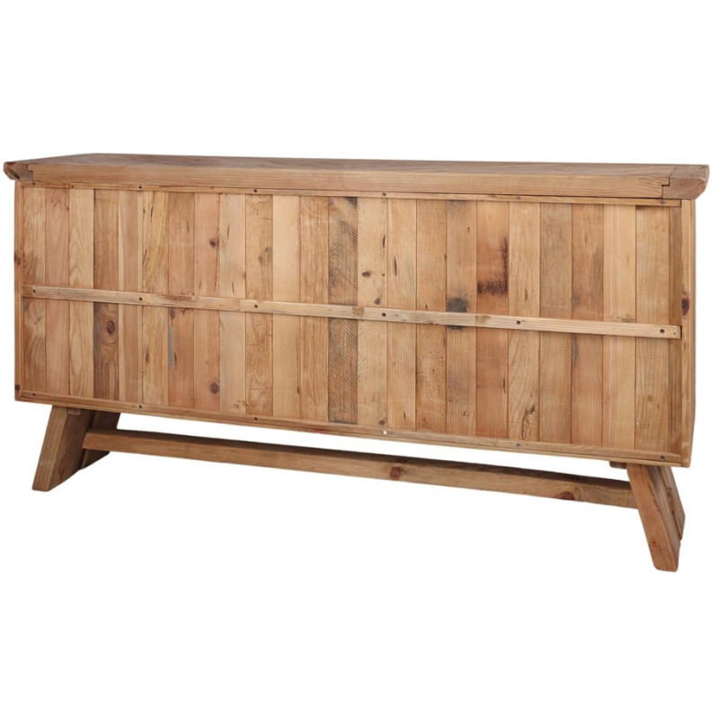 Buffet bois recyclé naturel 3 tiroirs 2 portes 130x46x90 cm Fosdinovo  - 6