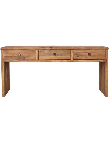 Console bois recyclé naturel 3 tiroirs 160x40x76 cm Sastamala  - 3