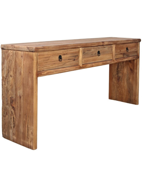 Console bois recyclé naturel 3 tiroirs 160x40x76 cm Sastamala  - 1