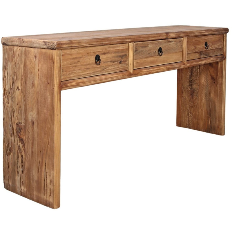 Console bois recyclé naturel 3 tiroirs 160x40x76 cm Sastamala  - 1