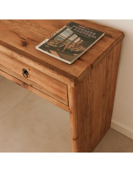 Console bois recyclé naturel 3 tiroirs 160x40x76 cm Sastamala  - 2