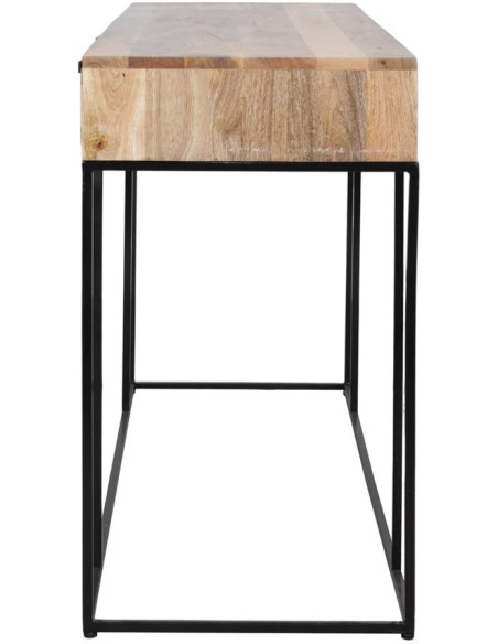 Console cannage manguier métal noir 3 tiroirs 120x49x86 cm Alenquer  - 3