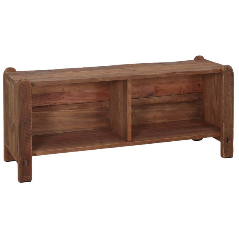 Meuble bas bois recyclé brun naturel 2 compartiments 100x36x46 cm Sortelha  - 1