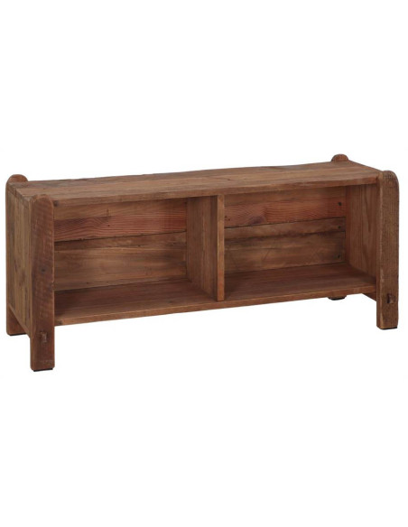 Meuble bas bois recyclé brun naturel 2 compartiments 100x36x46 cm Sortelha  - 1