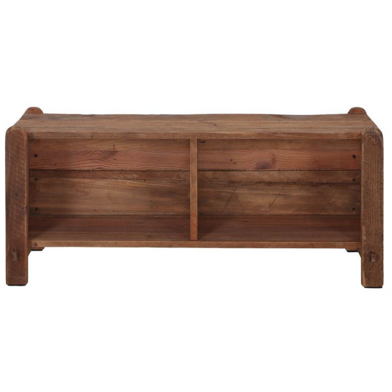 Meuble bas bois recyclé brun naturel 2 compartiments 100x36x46 cm Sortelha  - 3