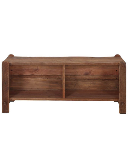 Meuble bas bois recyclé brun naturel 2 compartiments 100x36x46 cm Sortelha  - 3
